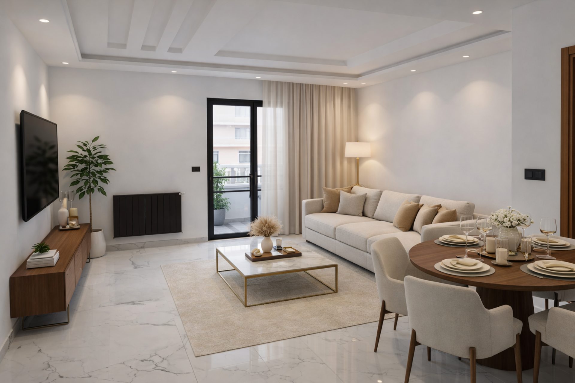 Appartement A3.6 / A4.6 – Salon meublé